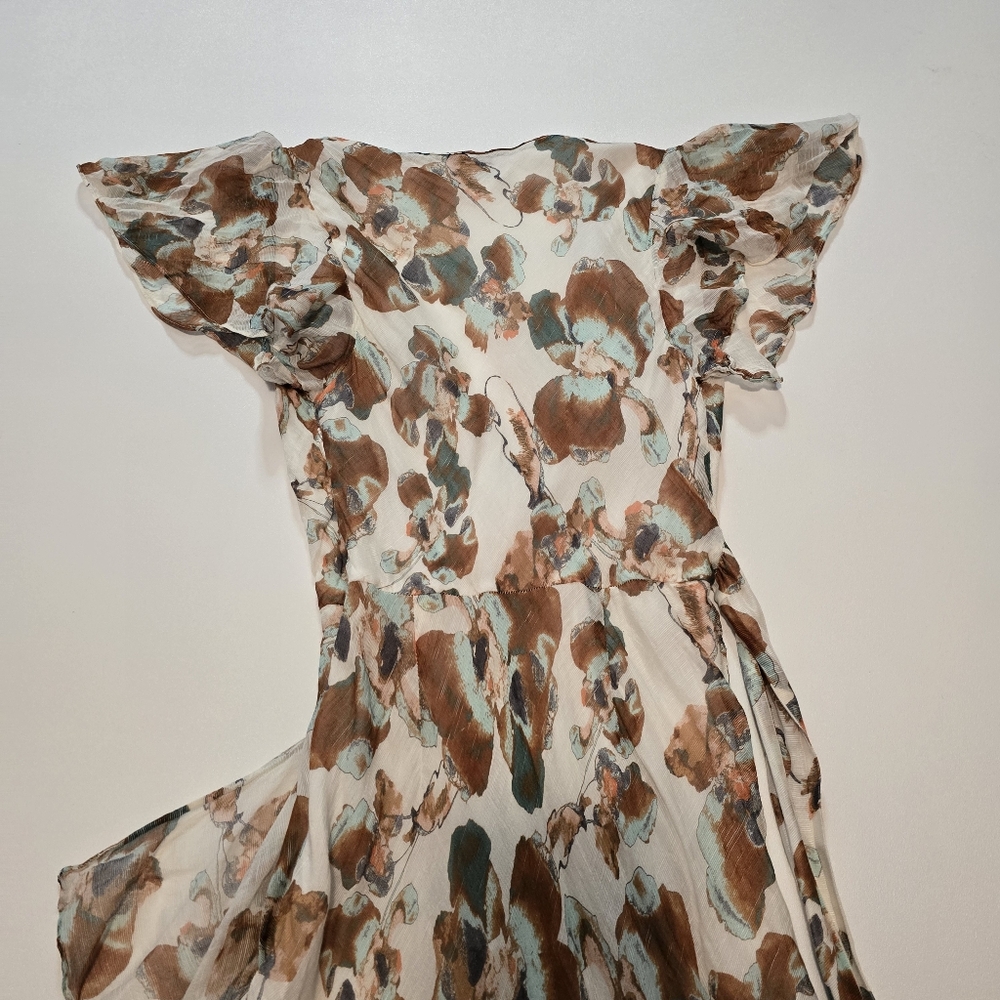 Tanya Taylor Floral Blaire Dress Wrap Short sleeves V-neck Size 2 - Picture 10 of 11